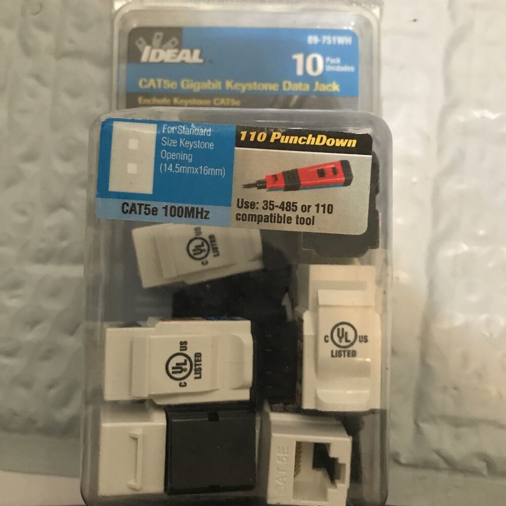 IDEAL 89-751WH CAT5e Gigabit Keystone Data Jack (10 PACK) NEW.